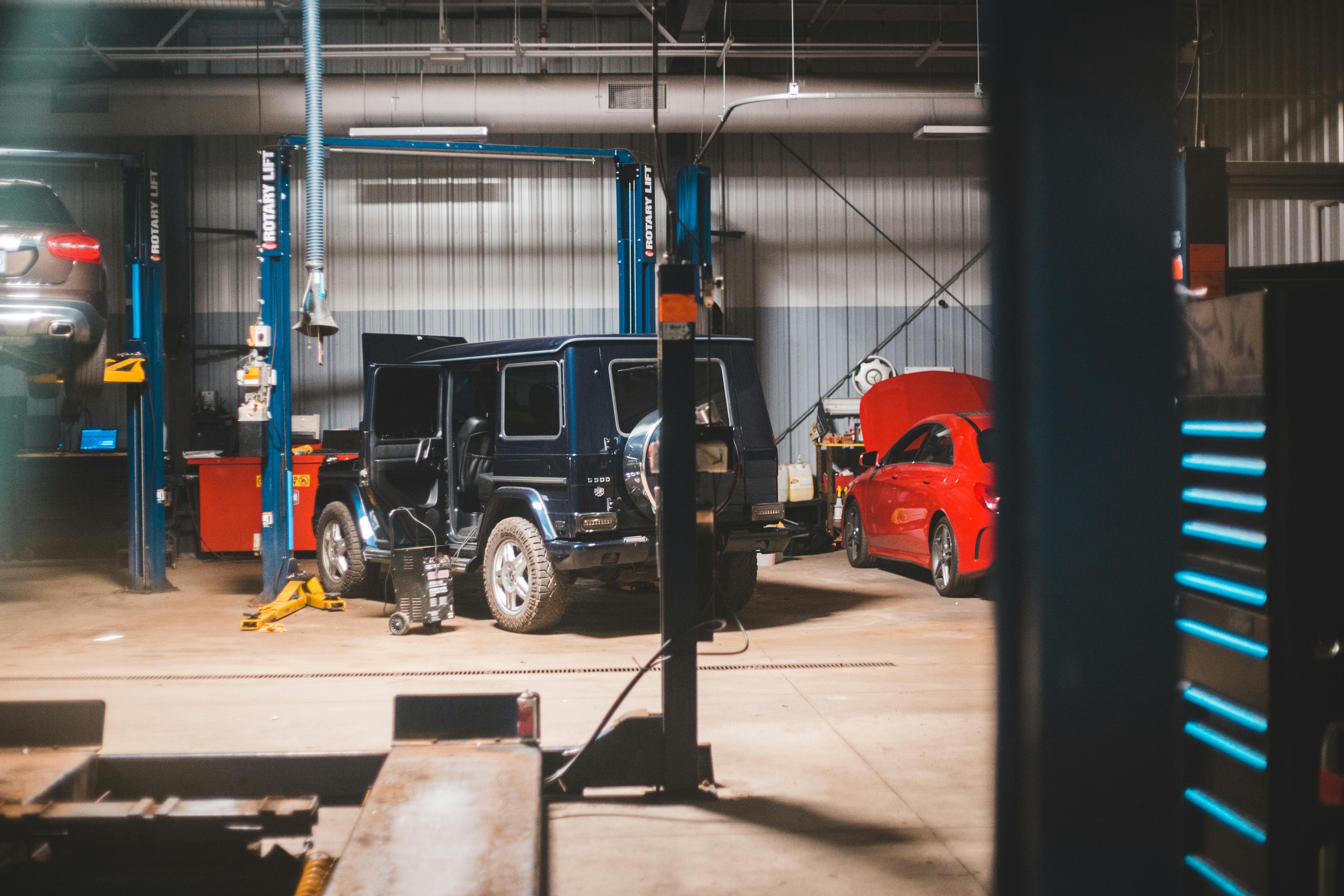 Vehicle maintenance bay inside the garage